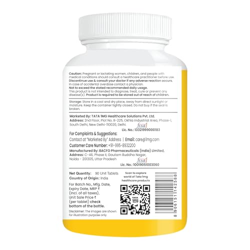 Image of TATA 1mg Veg Calcium & Vitamin D3 supplement with Zinc, Magnesium & Alfalfa | High absorption Citrate Malate form | 500mg Calcium & 400IU Vitamin D3 | For strong bones & joints | 90 veg tablets