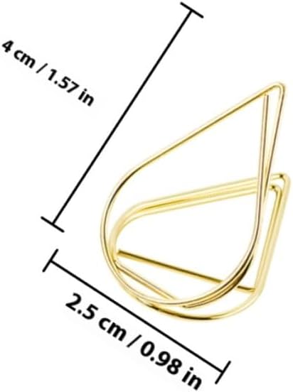 10pcs Water Drop Metal Photo Holders with Steel Wire, Small Table Card Stands for Wedding Place Cards and Menu Numbers, Gold Rose Gold Decorative Clips for Event Table Settings