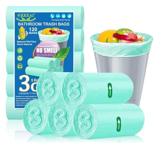 Image of OKKEAI Small Trash Bags 3 Gallon, Light Green Wastebasket Liners, 120 Count