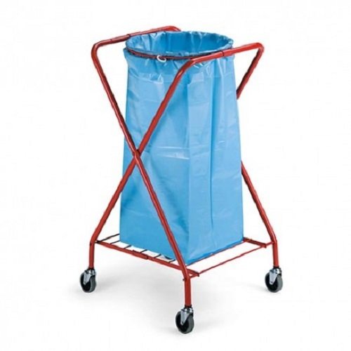 Carrello Portasacco a X Pieghevole Portarifiuti in Acciaio Cromato per Sacco Immondizia 120 Litri Struttura Salvaspazio con Ruote Piroettanti per Pulizia Professionale e Domestica