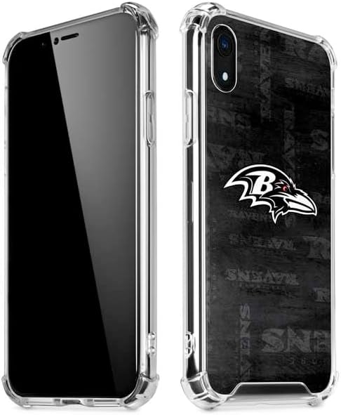 Skinit Clear Phone Case Compatible with iPhone XR - Officially Licensed NFL Baltimore Ravens Black & White Design