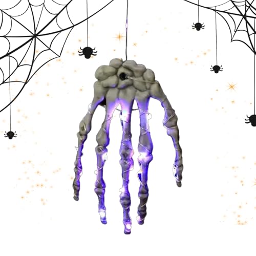 Squelette LED Halloween : illuminez votre soirée avec cette griffe violette réaliste