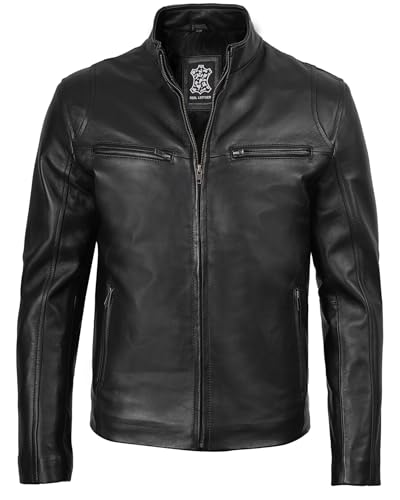 fjackets Men Leather Jacket - Cafe Racer Real Leather Jackets for Men Stylish Lambskin Leather Jacket Men's3