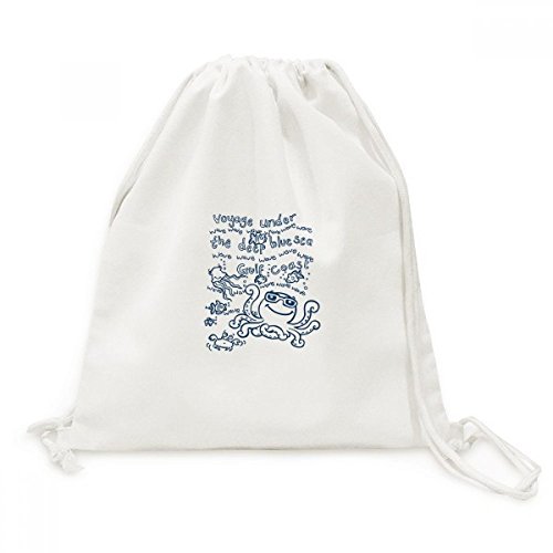 Sac de voyage poulpe bleu sac à dos cordon toile marine