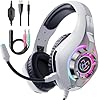 Auriculares para juegos para PC, PS5, interruptor, móvil, auriculares para juegos para Nintendo con micrófono con cancelación de ruido, sonido estéreo de graves profundos