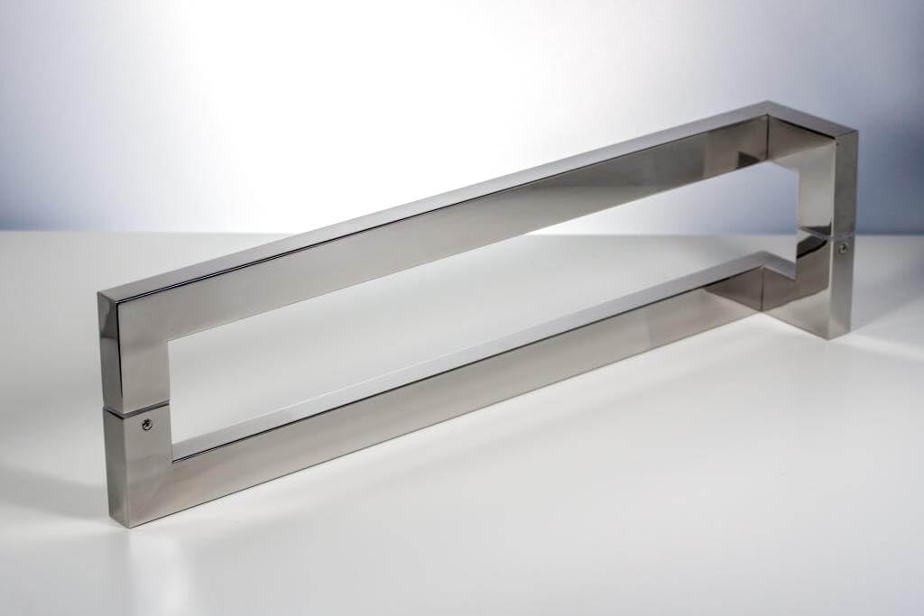24 Inches Stainless Steel Barn Door Handles Chrome Mirror Polished Finish, Internal External Modern Door Handle Pull for Commercial Glass Doors Sliding Wooden Fiberglass Doors, Rectangular Bar