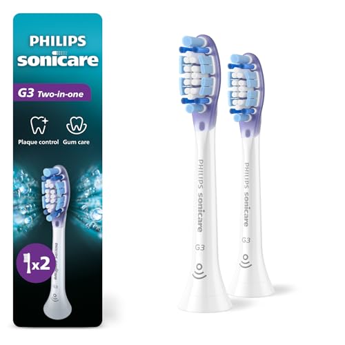 Image of Philips Sonicare G3 Two-in-One - Genuine Replacement Electric Toothbrush Heads, White, 2 Pack, HX9052 /77