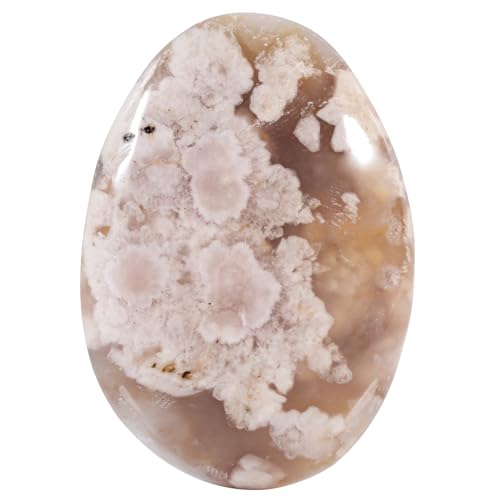Rockcloud Irregular Polished Cherry Blossom Agate Worry Stone