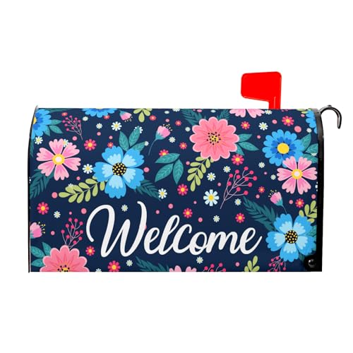Image of Spring Summer Flowers Mailbox Covers Magnetic Welcome Mailbox Cover Floral Magnetic Mailbox Cover Mailbox Wraps Standard Size 18 inch X 21 inch Holiday Garden Mailboxs Decorations for Outside