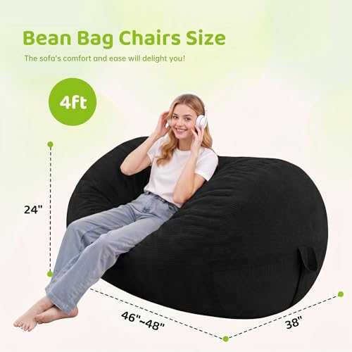 Image of 4FT Bean Bag Chair 4'Big Bean Bag Chairs with Adults, Large Beanbag Chair