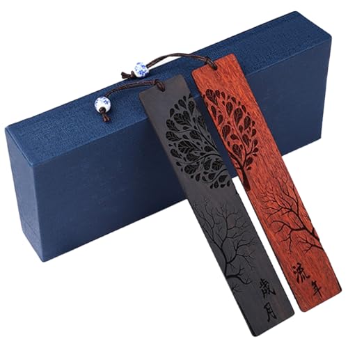 BDSHUNBF 2 Piezas Marcapáginas de Madera para Amantes de Los Libros, Punto De Libro De Regalo, con Caja de Regalo, Marcapaginas Personalizado, Marcapáginas Vintage Regalo para Mujeres Hombres