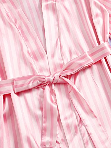 Image of SOLY HUX Women's Satin Pajama Set with Lace Trim - 4-Piece Sleepwear & Robe