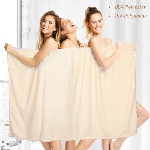 Image of 4 Pcs Towel Wrap for Women Waffle Spa Robe with Adjustable Closure Elastic Top Lightweight Wraps for Bath Shower