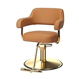 OmySalon Barber Chairs for Barbershop Brown and Gold Styling Chair, Salon Chair for Hair Stylist Heavy Duty Hydraulic Pump, 360°Swivel with Footrest, Hairdressing Home Beauty Spa Braiding Equipment