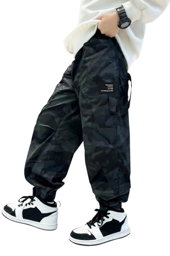 AOWKULAE Boys Casual Cargo Pants for Kids 5-14 Years