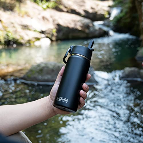 Koodee Water Bottle-16 Oz Stainless Steel Double Wall Vacuum Insulated Sports Water Bottle With Straw For Girls And Boy (Grass Green) #TOP6