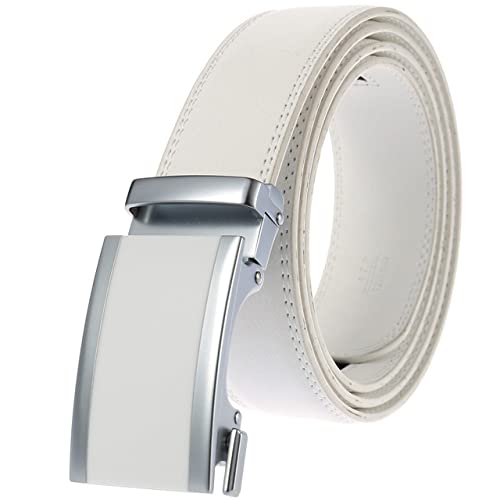 Ceinture blanc hommes 160 cm avec boucle automatique alliage style 19 en cuir