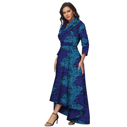 Image of African Dresses for Women A-line Floor-Length Dress Traditional Ankara Kente Print Evening Dress