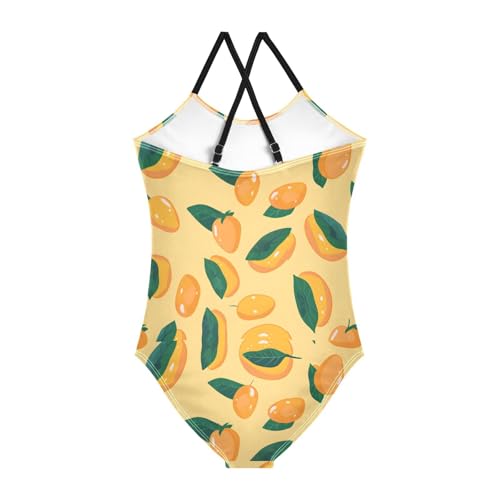 Mango Leaves Girls One Piece Swimsuits Summer Quick Dry Beach Bathing Suit2