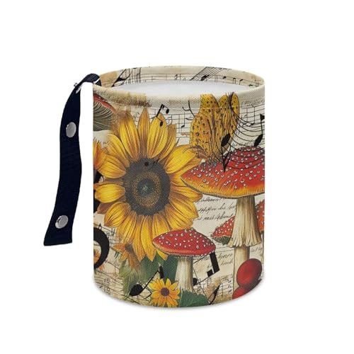Image of Sunflower Mushroom Car Trash Can Cute Trash Bag Vehicle Can Cars Accessories Hanging Portable Collapsible Waterproof Trash Bag for Cars