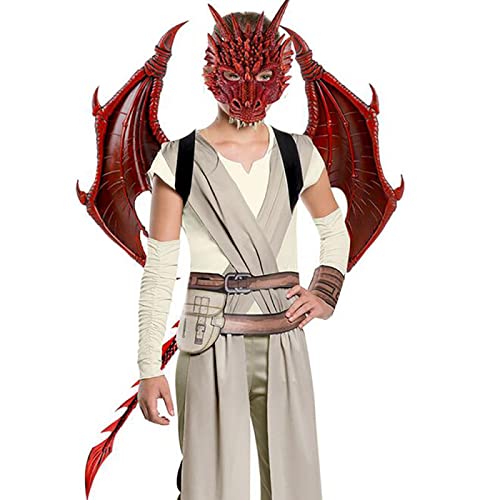 Halloween Carnaval Kostuum Cosplay Demon Dragon Wings For Kids, Demon Dragon Wings Tail Mask Set, One Size,Black - Image 3