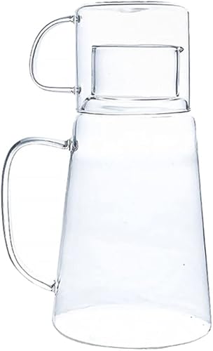 Cabilock Juego de jarras de agua de noche de 40.6 fl oz, vaso transparente de hielo, jarra de vidrio, botella de vidrio, tetera para dormitorio,