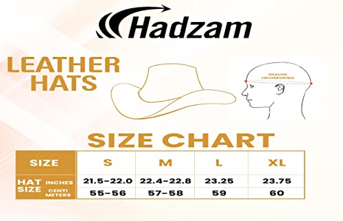 HADZAM Outback Hat Molding into Leather Cowboy Hat Durable Leather Hat for Men | Western Hat | Mens Western Hat