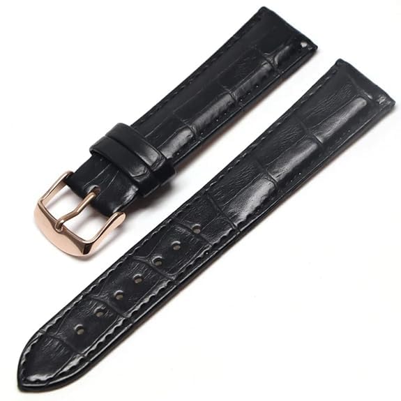 Image of 18mm 20mm 22mm 24mm 26mm 28mm 30mm 32mm Genuine Leather Black Brown Light Brown Blue Silver Rose Yellow Golden Silver Buckle Clasp Watch Band Strap for Men and Women