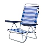  Silla Baja Plegable con 4 Posiciones de Playa o Camping Azul de Aluminio Garden - LOLAhome