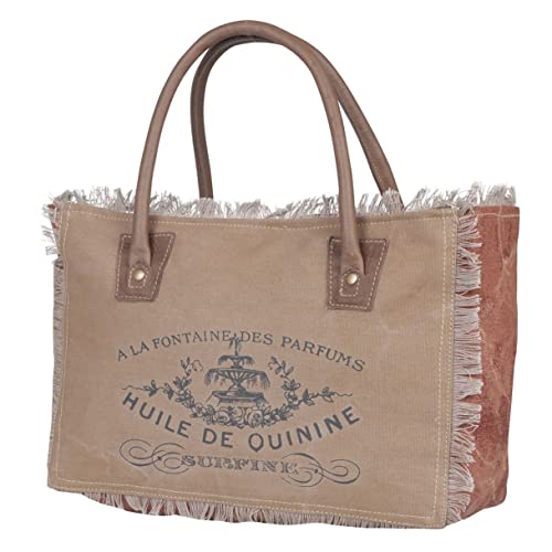 Myra Bag Western Upcycled Canvas Handbag for Women - Leather Shoulder Bag Ecru2