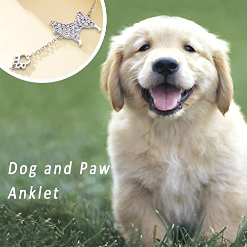 925 Sterling Silver Anklets Cute Animal Anklet Puppy Pet Chain Dainty Summer Beach Foot Jewelry For Girlfriend Bulldog Memorial Birthday Gifts #TOP4