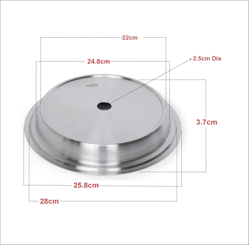 Image of KMW Stainless Steel Plate Cover I Food Grade, Hygienic & Durable I Professional Quality for Home and Restaurant I 28 cm, Large - Premium SS for Efficient Kitchen Performance