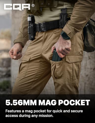Image of CQR Men's Flex Ripstop Tactical Pants, Water Resistant Stretch Cargo Pants, Lightweight EDC Hiking Work Pants