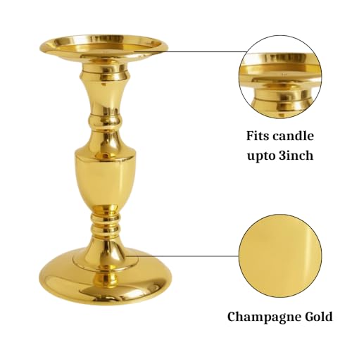 Image of Gold Plated Large Candle Stand /Candle Holder /Modern Design Candle Pillar Candle Holder for Home Decoration (Medium (9 inches), Gold)