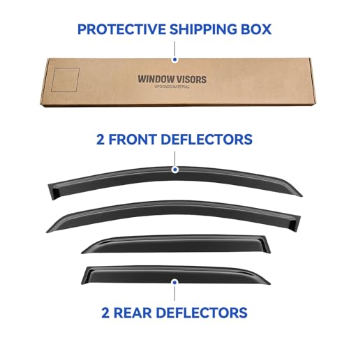 Image of Window Visors Rain Guards for Ford EcoSport 2018 2019 2020 2021 2022, Out-Channel Window Vent Wind Deflectors Visors Shades for 18 19 20 21 22 EcoSport