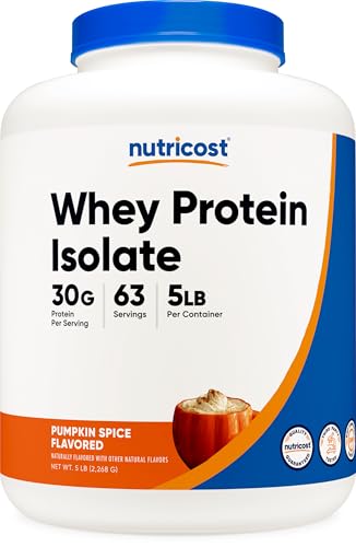 Nutricost Whey Protein Isolate Powder (Pumpkin Spice) 5 LB - 30g of Protein GMO-Free Gluten-Free 63 Servings