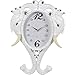 Produktbild Almina | Wanduhr | Quartz | Elefanten Design | Küchen | Uhr Strassteine | Diamant Edition | Kupfer | Höhe: 51cm | Breite: 35cm | Dicke: 5cm | Glas | Kunststoff | Weiß | Silber