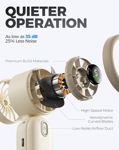 Image of Diveblues Mini Handheld Fan, 30ft /s Portable Turbo Fan [12H Max Cooling], 4000mAh Personal Fan with LED Display, 3-in-1 Hand Held /Neck /Desk Fan for Travel, Cruise, Disney Essentials