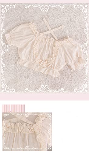 Image of Sweet Lolita Puff Short Sleeve Blouse Teen Girls Japanese Gothic Ruffle Halter Neck Soft Crop Top with Bow
