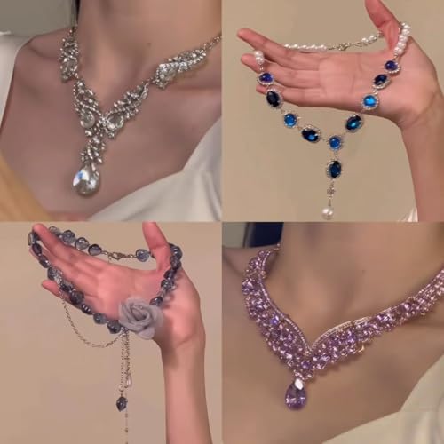 Collier en strass de couleur de luxe léger et robuste pour robe de soirée MOCHAMIK