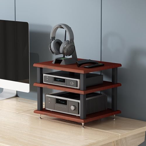 Rack Robuste à Quatre Niveaux Intégration Salon Support Platine Vinyle Marron