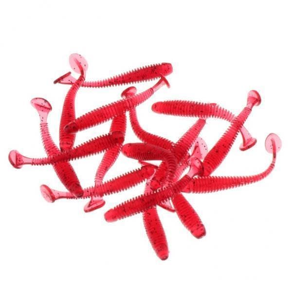 ATORSE 5x16x Worm Fishing Lures Soft Crank Baits T-Tail Fish Tackle Lures 5cm Red-image-24