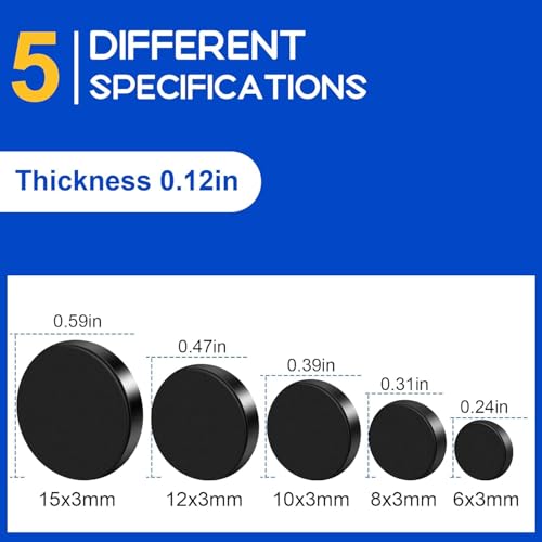 Image of 50Pcs Small Magnets, 5 Different Size Tiny Rare Earth Magnets | Strong Circle Magnets for Refrigerator Mini Office Magnet for Dry Erase Board, Crafts, DIY, Kitchen Cabinet