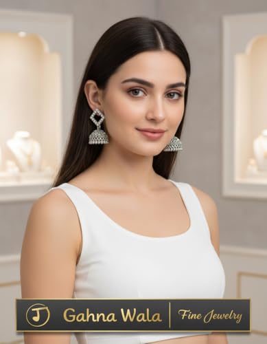 Image of Traditional Silver-Tone Jhumka Earrings Set for Women & Girls | Stylish Ethnic Indian Danglers | Festive & Daily Jewelry | Ideal Jewellery Gift Set for Sister, Wife & Friends - Pack of 6