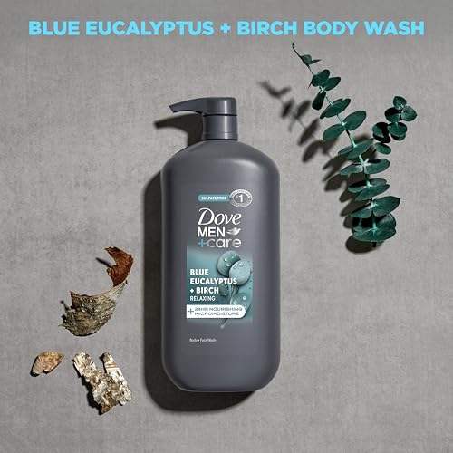 DOVE MEN + CARE Relaxing Blue Eucalyptus + Birch Body and Face Wash with 24-Hour Nourishing Micromoisture Technology Body Wash for Men 30 oz - Image 4