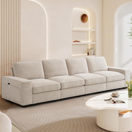 YuuYee Modular Sofa Couch with Seat Storage, 127.5" Flexible 4-Seater