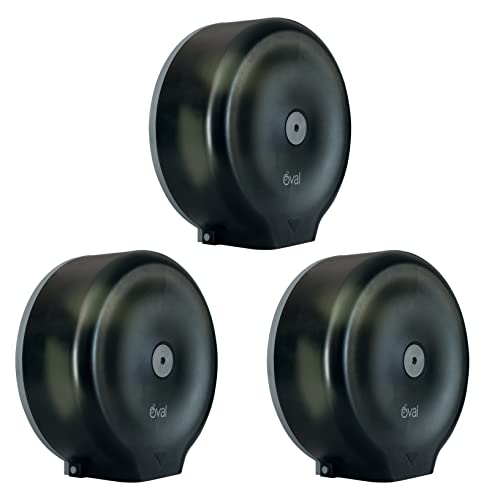 Consejos para Comprar Fabricación de papel - los preferidos. 46 OVAL Dispensador de Papel Higiénico Jumbo Jr | Pack 3 dispensadores Color Humo | Rollos de Papel de hasta 300 MTS | Fabricado en ABS Resistente para baños de Alto tráfico