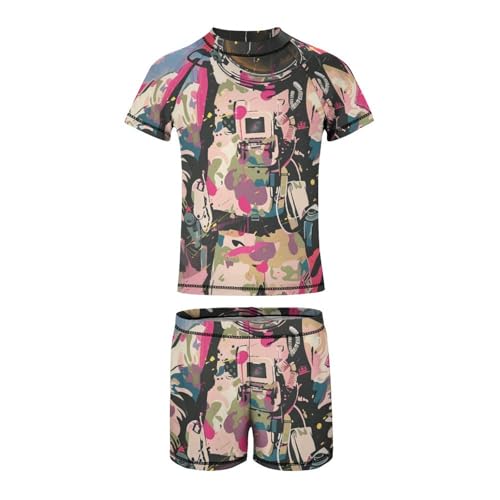 Pink Camouflage Military (2) Children's Casual Swimsuit Set - Simple and Versatile9-11Y（140cm）4