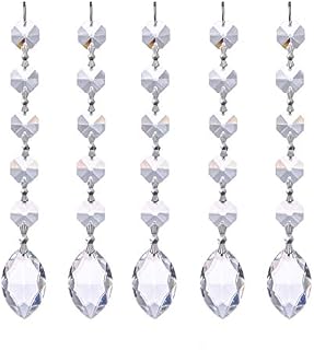 5PCS Crystal Suncatcher Window Pendant Fengshui Rainbow Maker,Glass Beads Chian Chandelier Prism for Wedding party (teardrop-shaped)