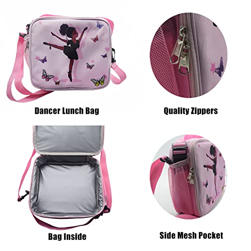 Cute Princess Butterfly Lunch Bag Insulated For Kids Toddler Teen With Side Pocket, Ballet Dancer Kids Girls Lunch Box Bag With Strap Water Bottle Holder, Leakproof Meal Prep Bag For School Picnic #TOP3